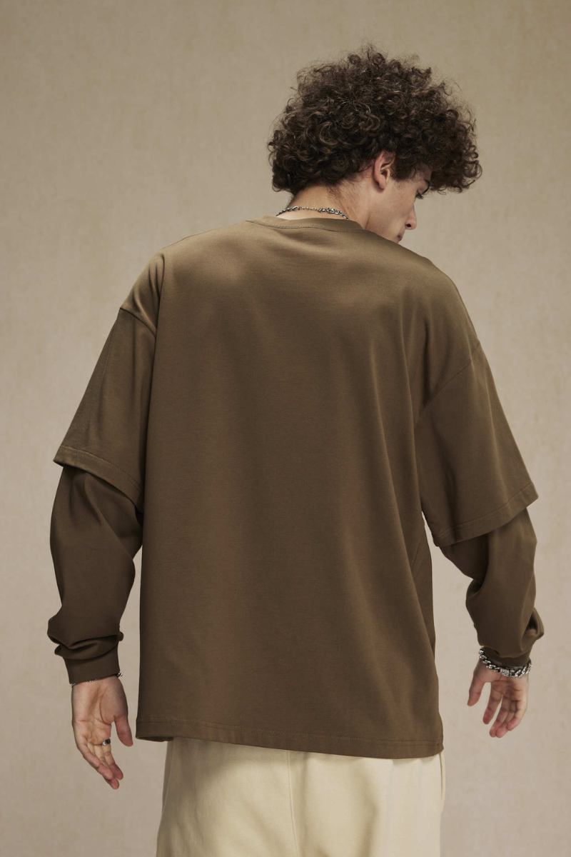 Men's Fall Clothing Patchwork Faux Two-Piece Sweatshirt