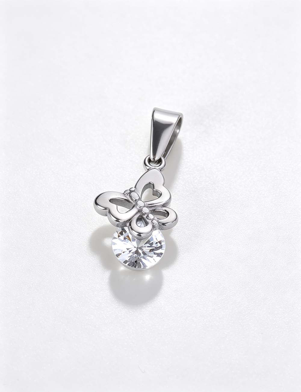 Ladies Minimalist Romantic CZ Star Cross Charm Pendant