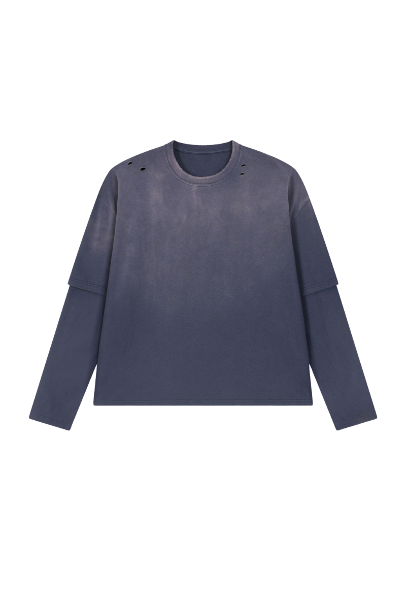 Unisex Fall Clothing Gradient Layered Long Sleeve Top