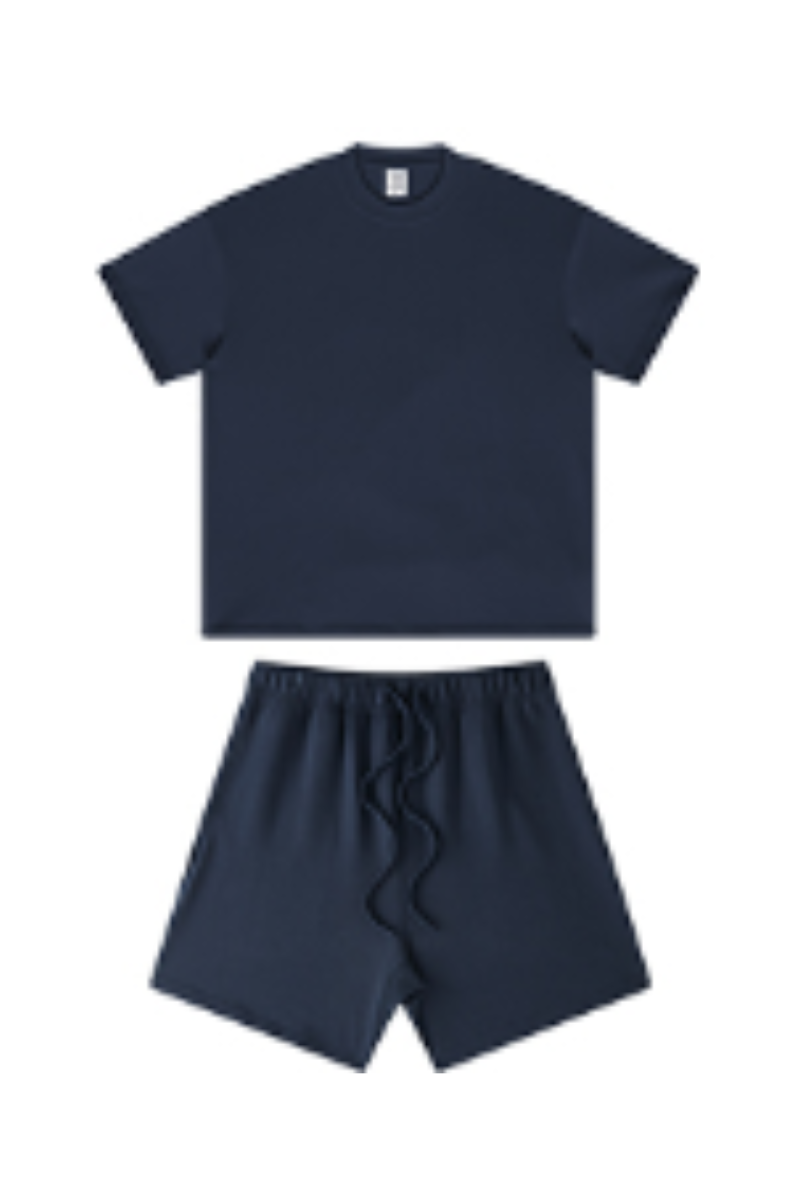 Unisex Summer Heavy Solid Outdoor Street Tee & Shorts Set