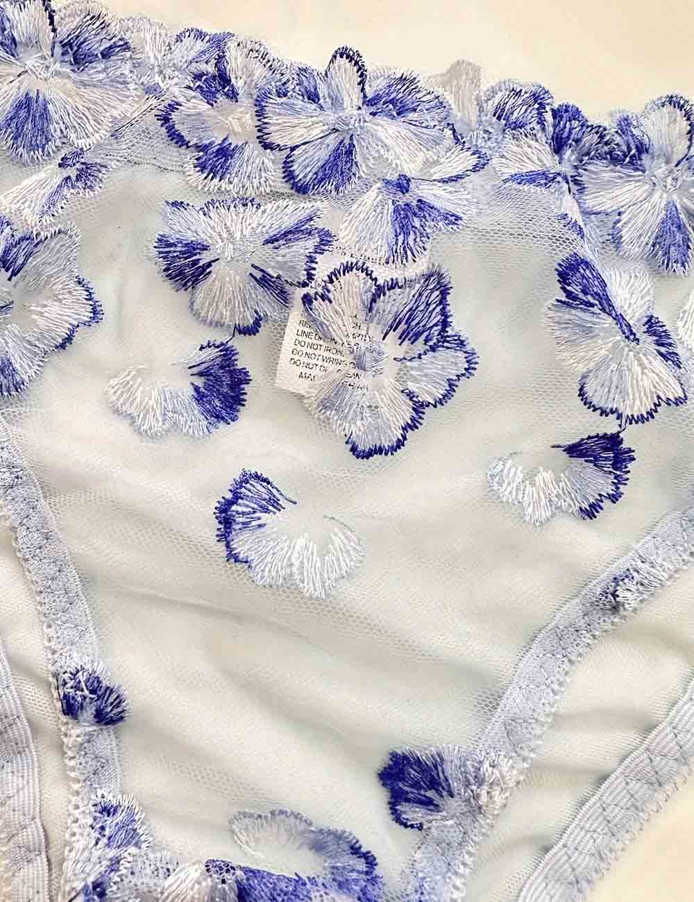 Ladies Floral Embroidery See Through 2PCS Lingerie Set 8HF4113