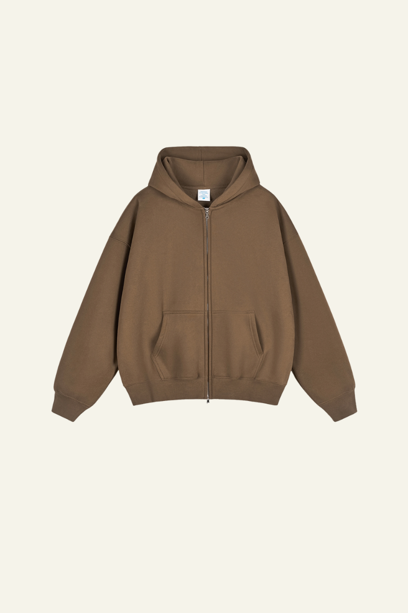 Men's Streetwear Fleece-lined  Full-Zipper Hooded Jaacket