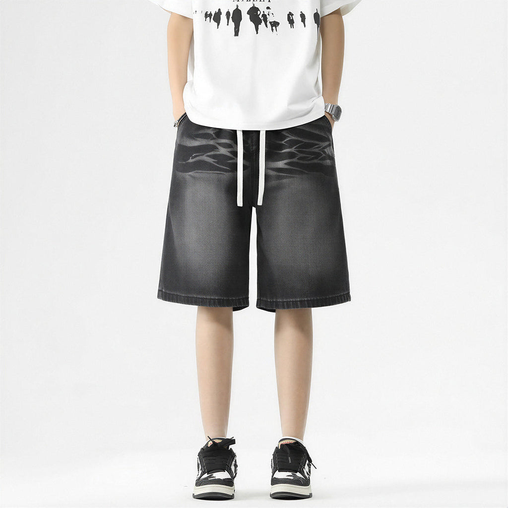 Men's Summer Gradient Tie-Dye Drawstring Denim Shorts