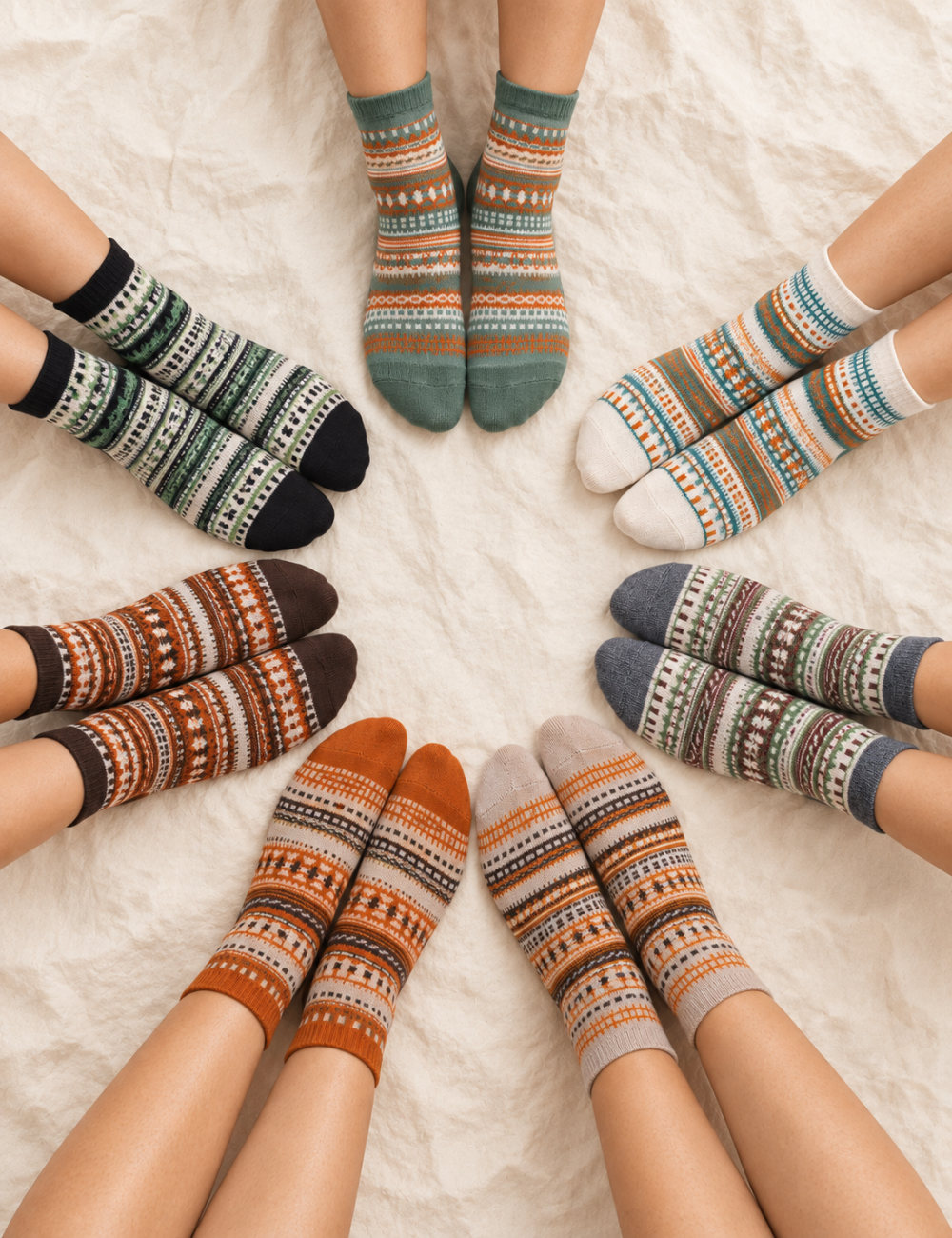 Ladies Vintage Ethnic Geometric Ankle Socks