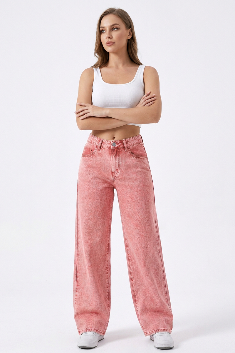 Women's Vintage Wash Loose Wide Leg Jeans