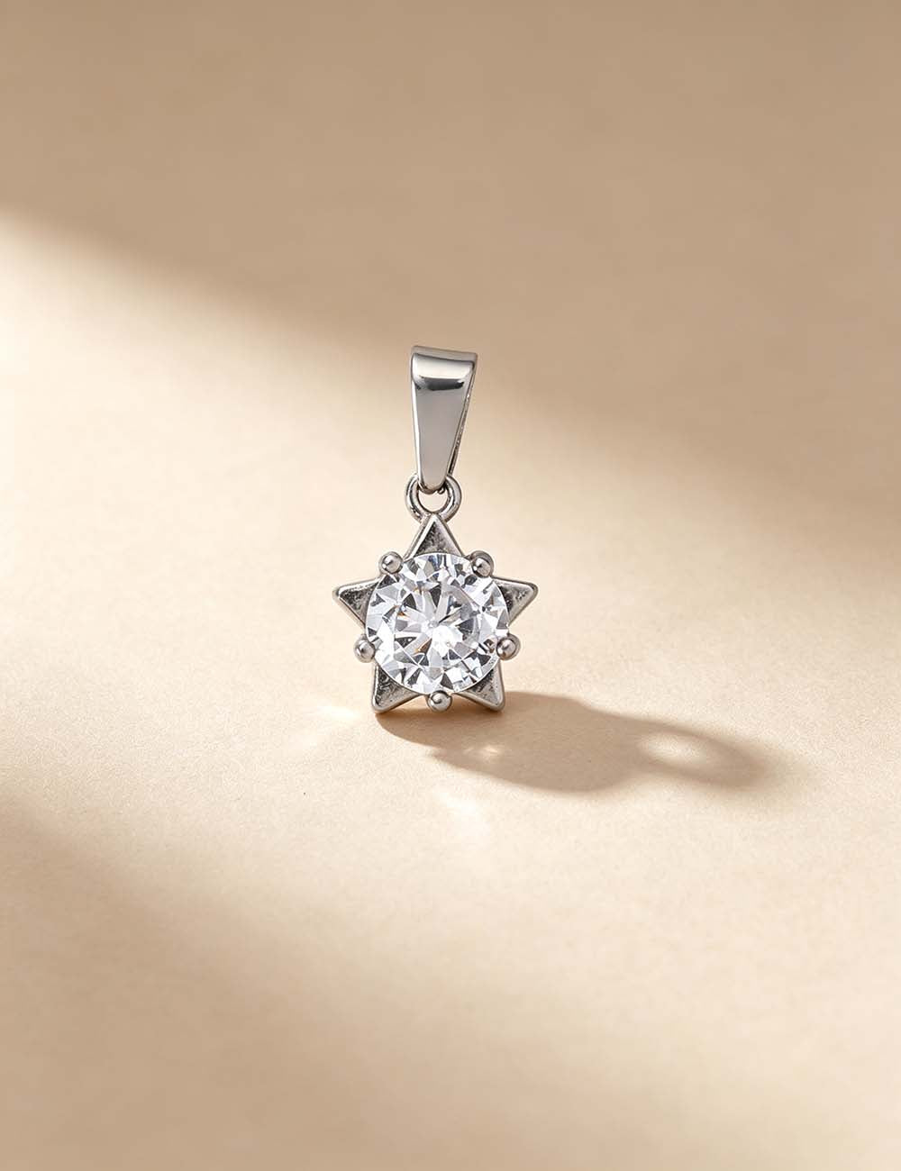 Ladies Minimalist Romantic CZ Star Cross Charm Pendant