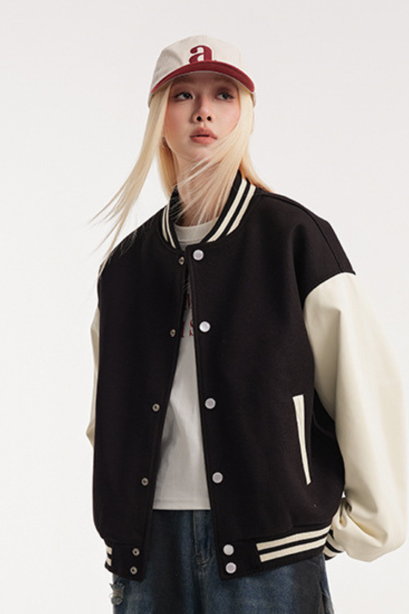 Unisex American Retro Sporty Baseball Jacket Cleanfit Loose