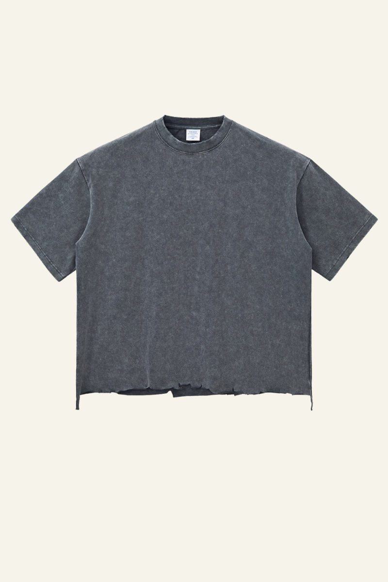 Men's Cotton Frayed Streetwear Washed T-Shirt