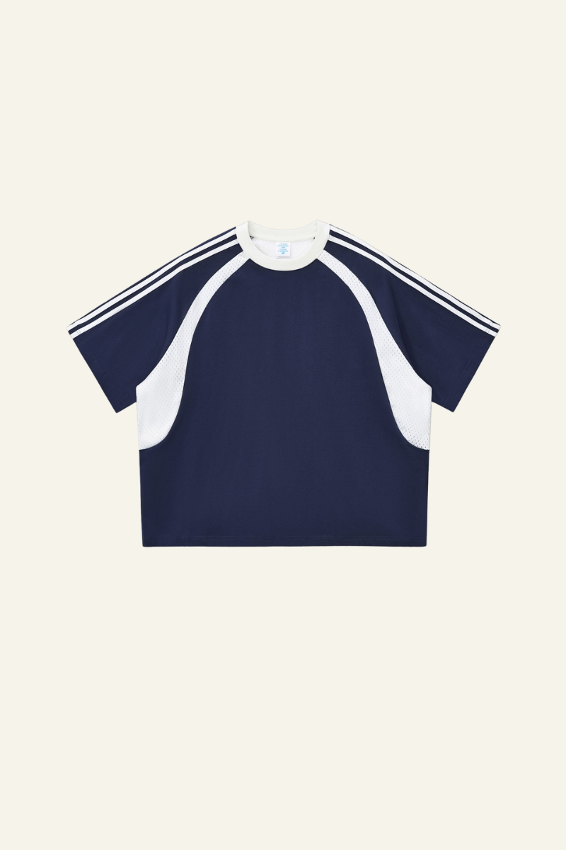 Men's  Cotton Side Striped Color Block Streetwear T-shirt.