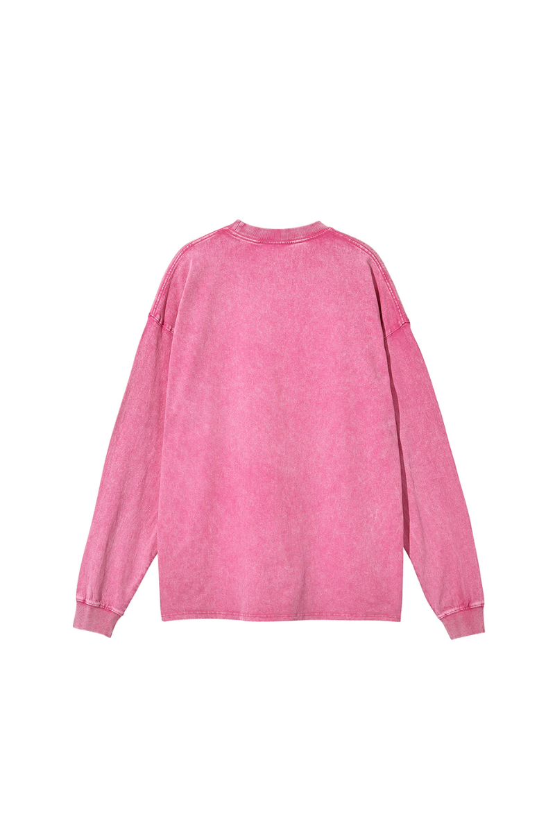 Men Spring 250G Wax Washed Oversized Long Sleeve T-Shirt