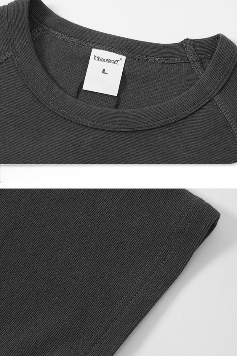 Men's 300g Cotton Raglan Stitch Texture Tee