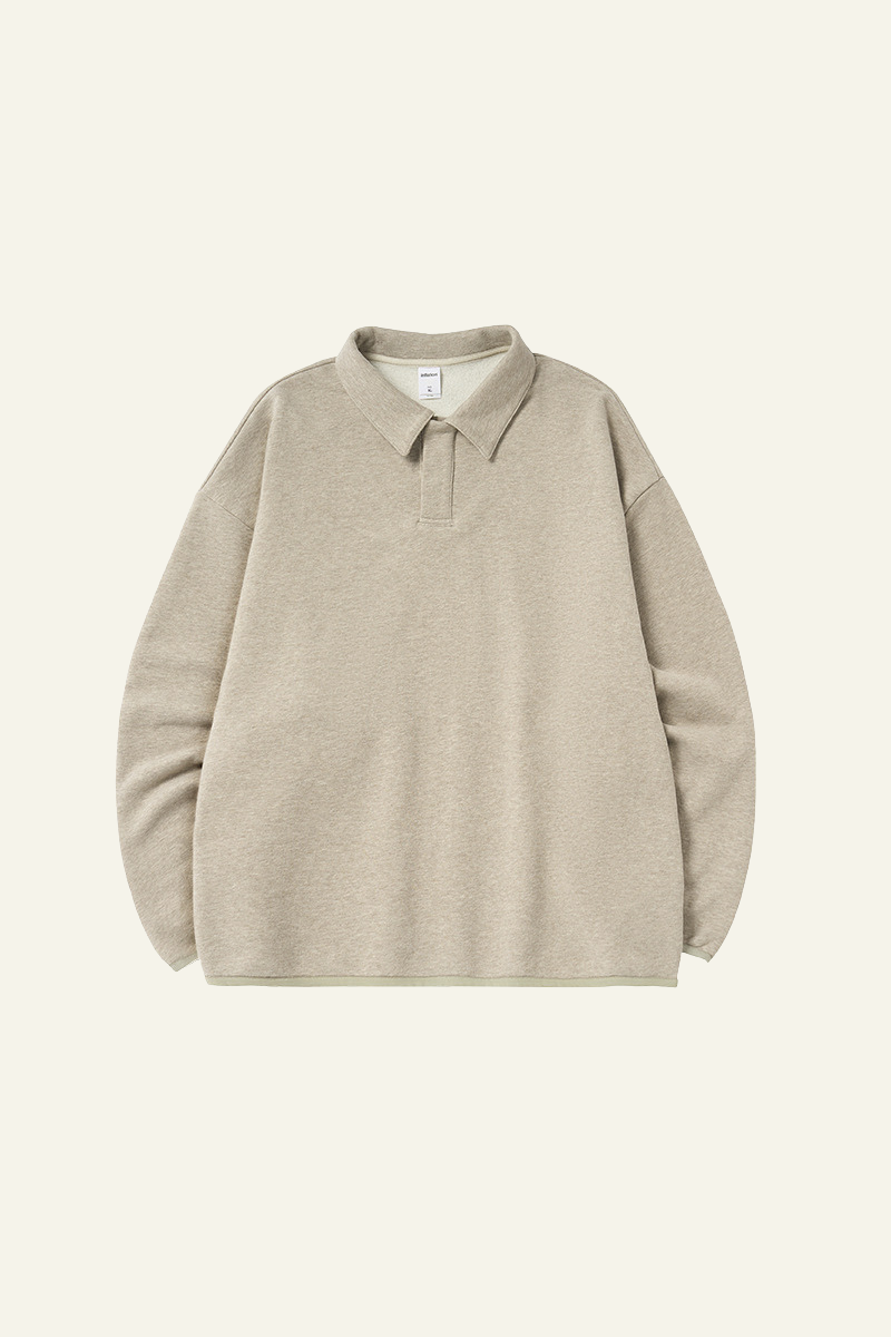 Men's Streetwear Polo Collar Drop Shoulders  Sweatshirt.
