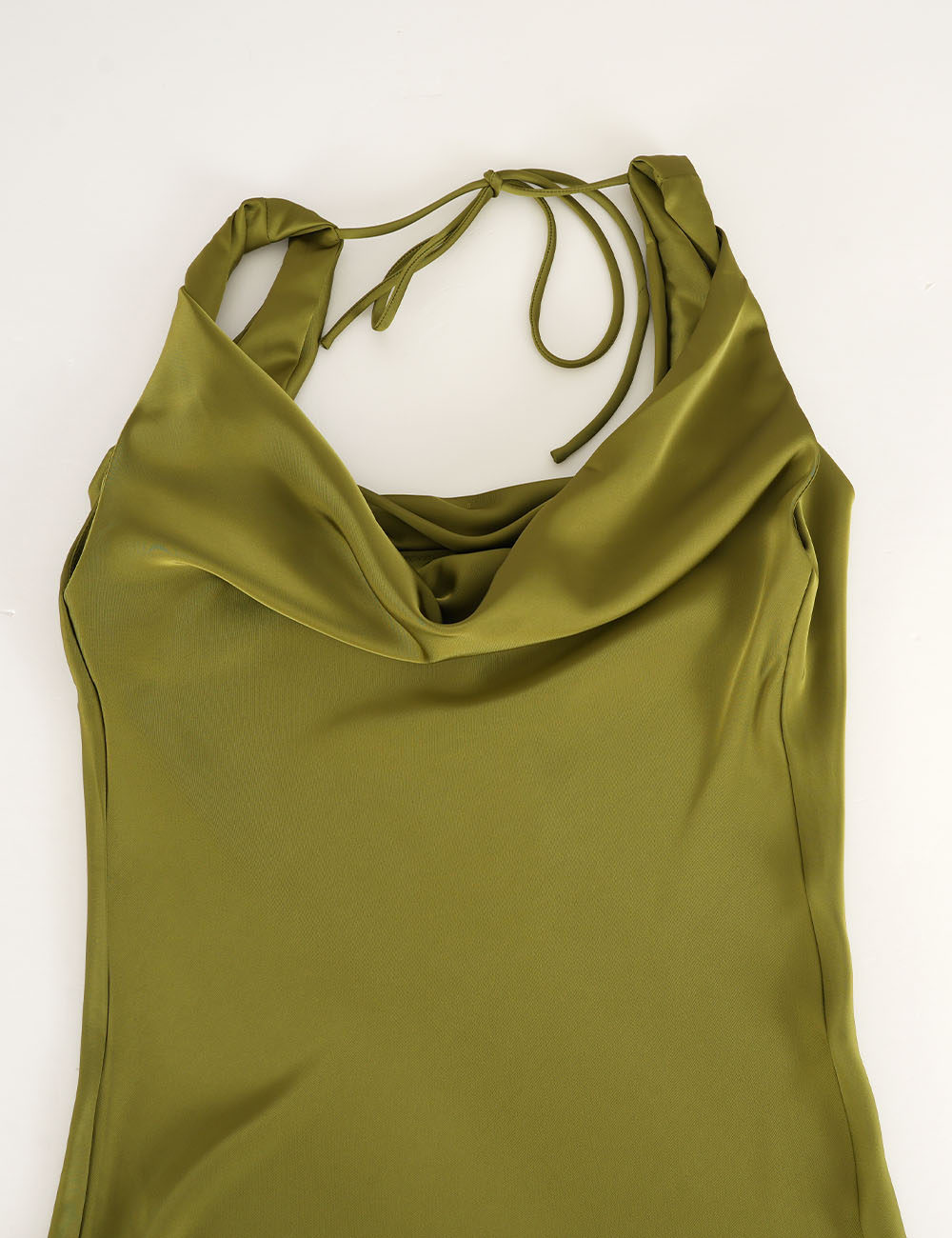Ladies Chic Satin Cowl Neck Sleeveless Back Tie Midi Dress