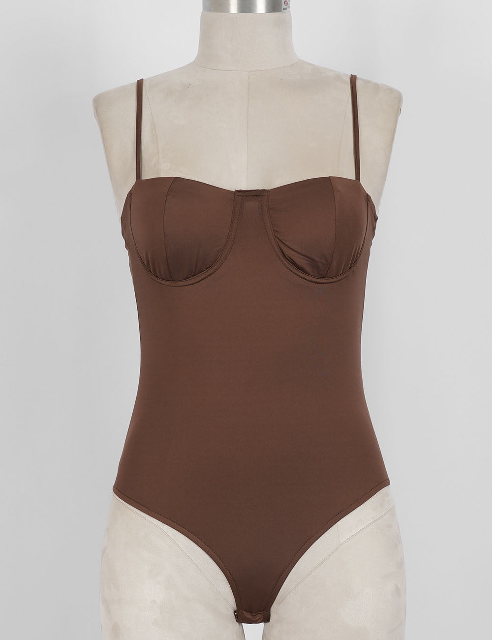 Ladies Chic Solid Color Underwire Spaghetti Strap Sleeveless Bodysuit