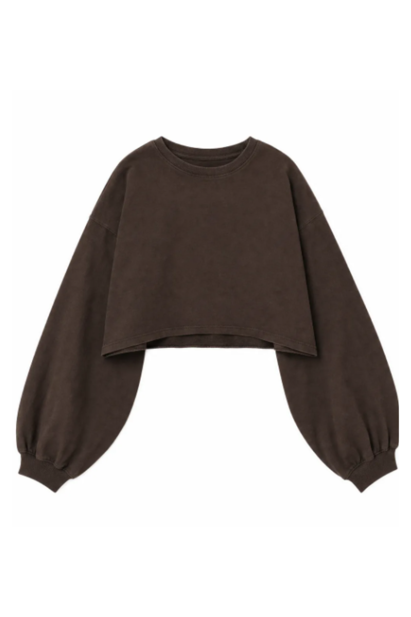 Women Spring Lightweight Cropped Batwing Long Sleeve Top