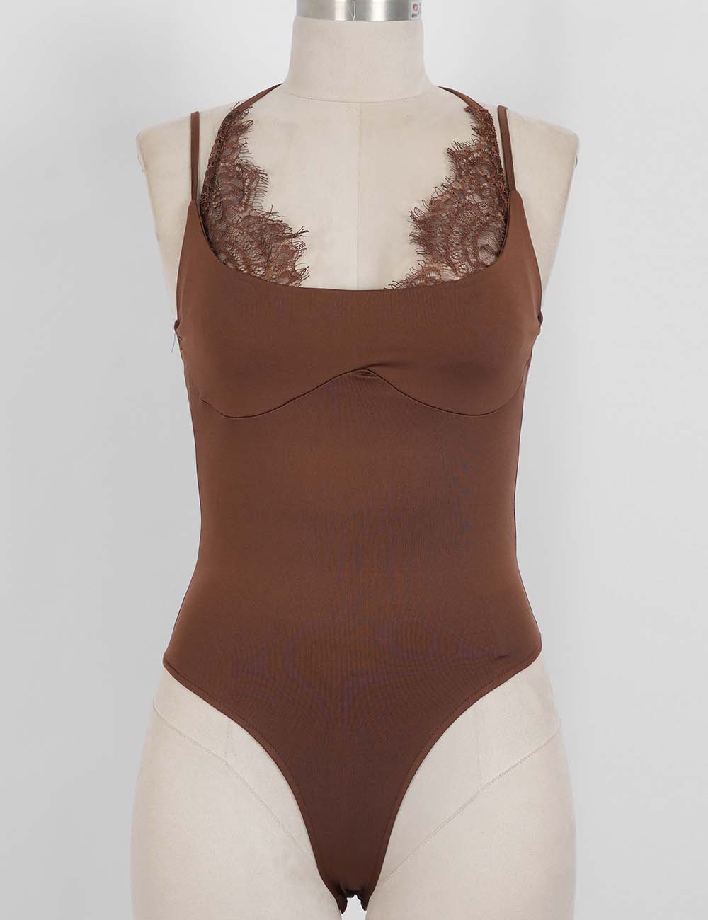 Ladies Lace Backless Spaghetti Strap Bodysuit
