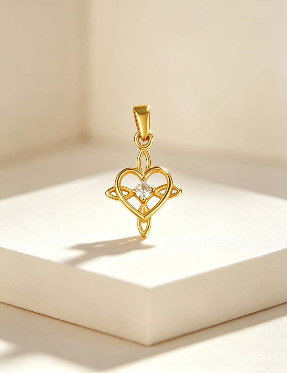 Ladies Gothic Vintage CZ Cross Heart Charm Pendant