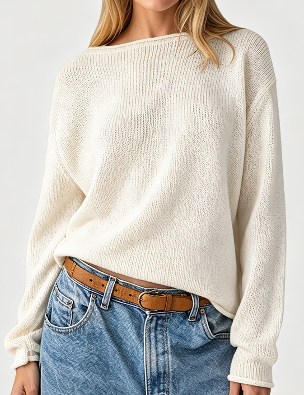 Ladies Casual Striped Knit Pullover Sweater
