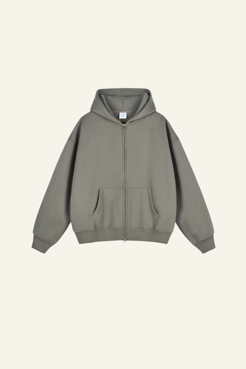 Men's Streetwear Fleece-lined  Full-Zipper Hooded Jaacket