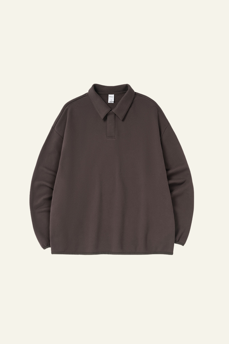 Men's Streetwear Polo Collar Drop Shoulders  Sweatshirt.