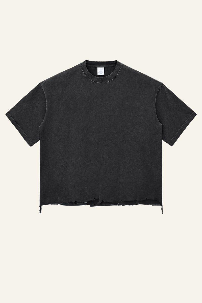 Men's Cotton Frayed Streetwear Washed T-Shirt