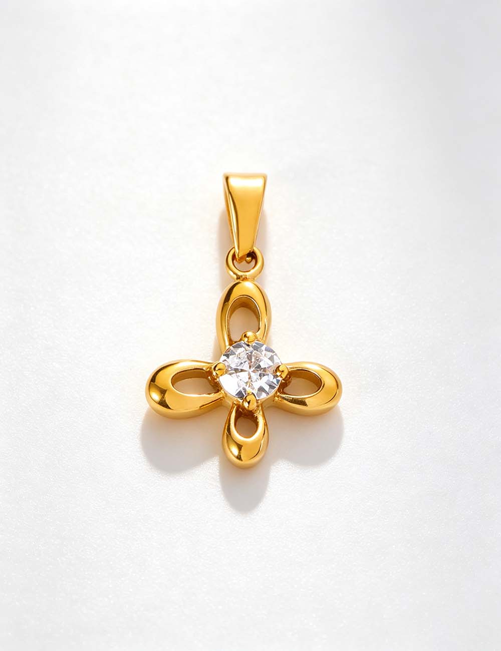 Ladies Minimalist Romantic CZ Star Cross Charm Pendant