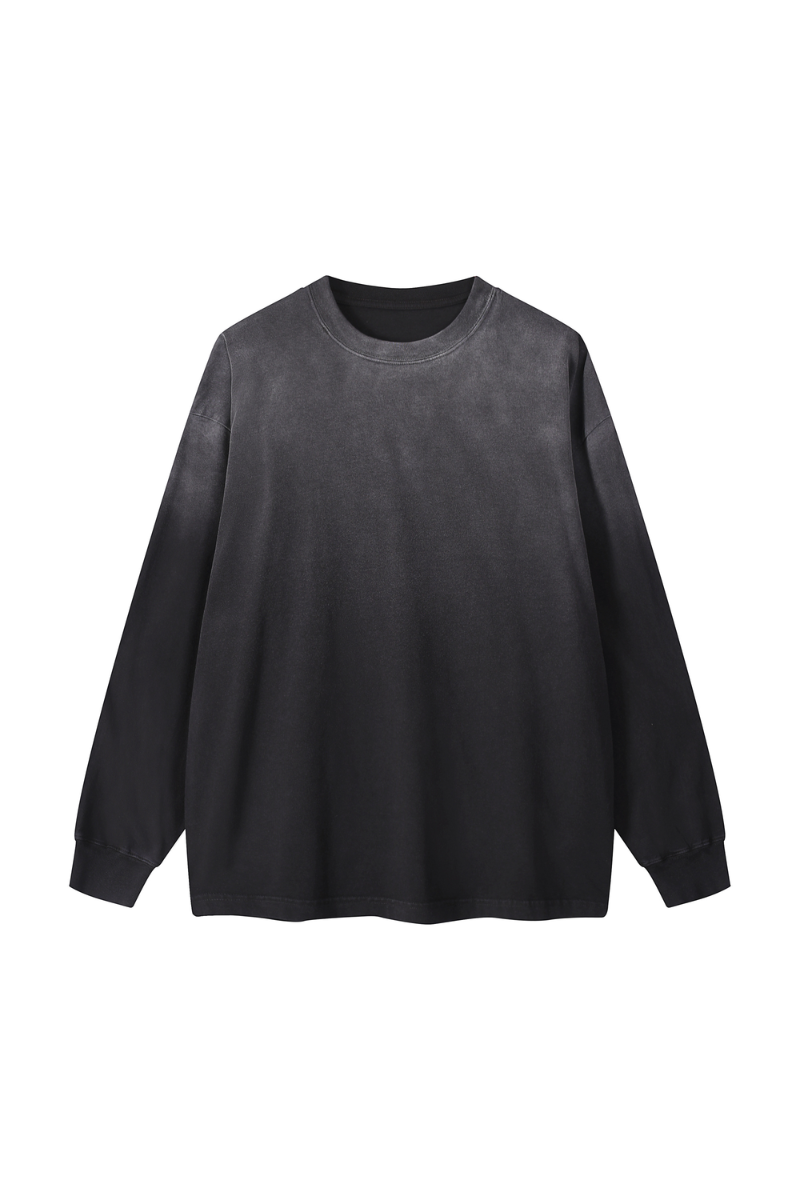 Men Fall Clothing Washed Loose Long Sleeve Cotton Top