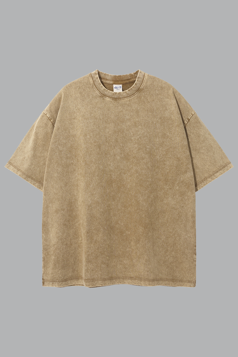 Men's Summer 275g Washed Batik Oversized Small Neck Tee