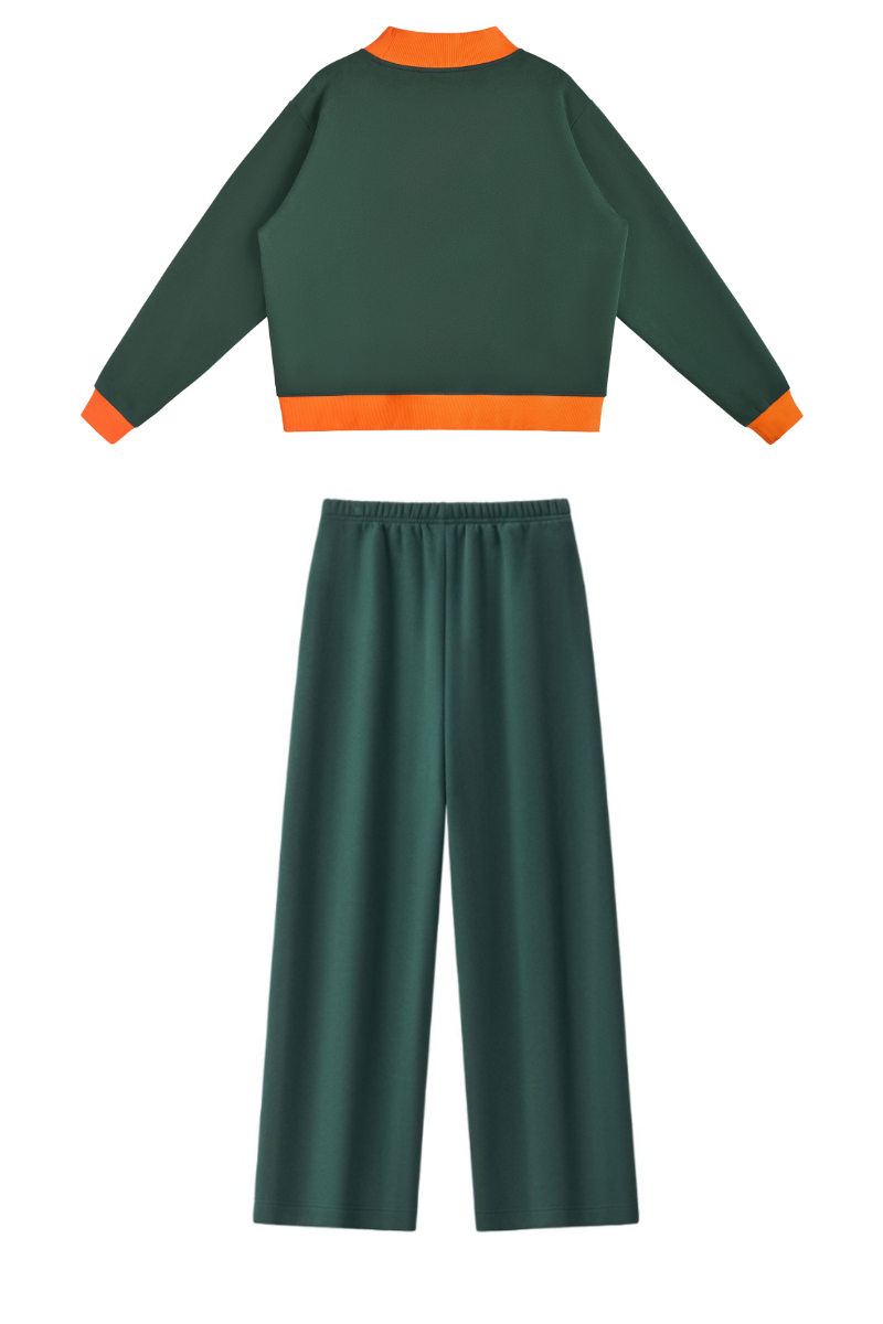 Women Fall Clothing Mock Neck Sweatshirt Wide Leg Pants Set