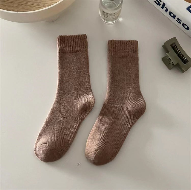 Ladies Inside Velvet Solid Color Socks SKASC4182