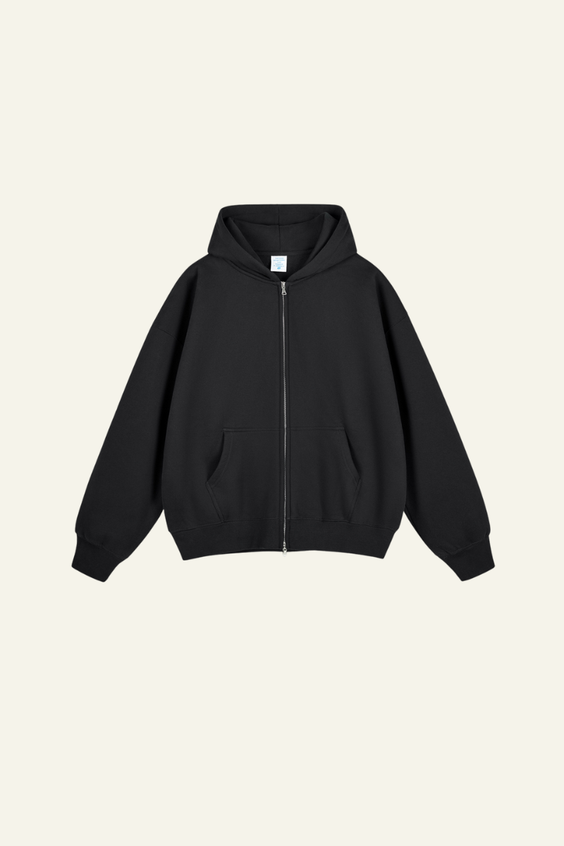 Men's Streetwear Fleece-lined  Full-Zipper Hooded Jaacket