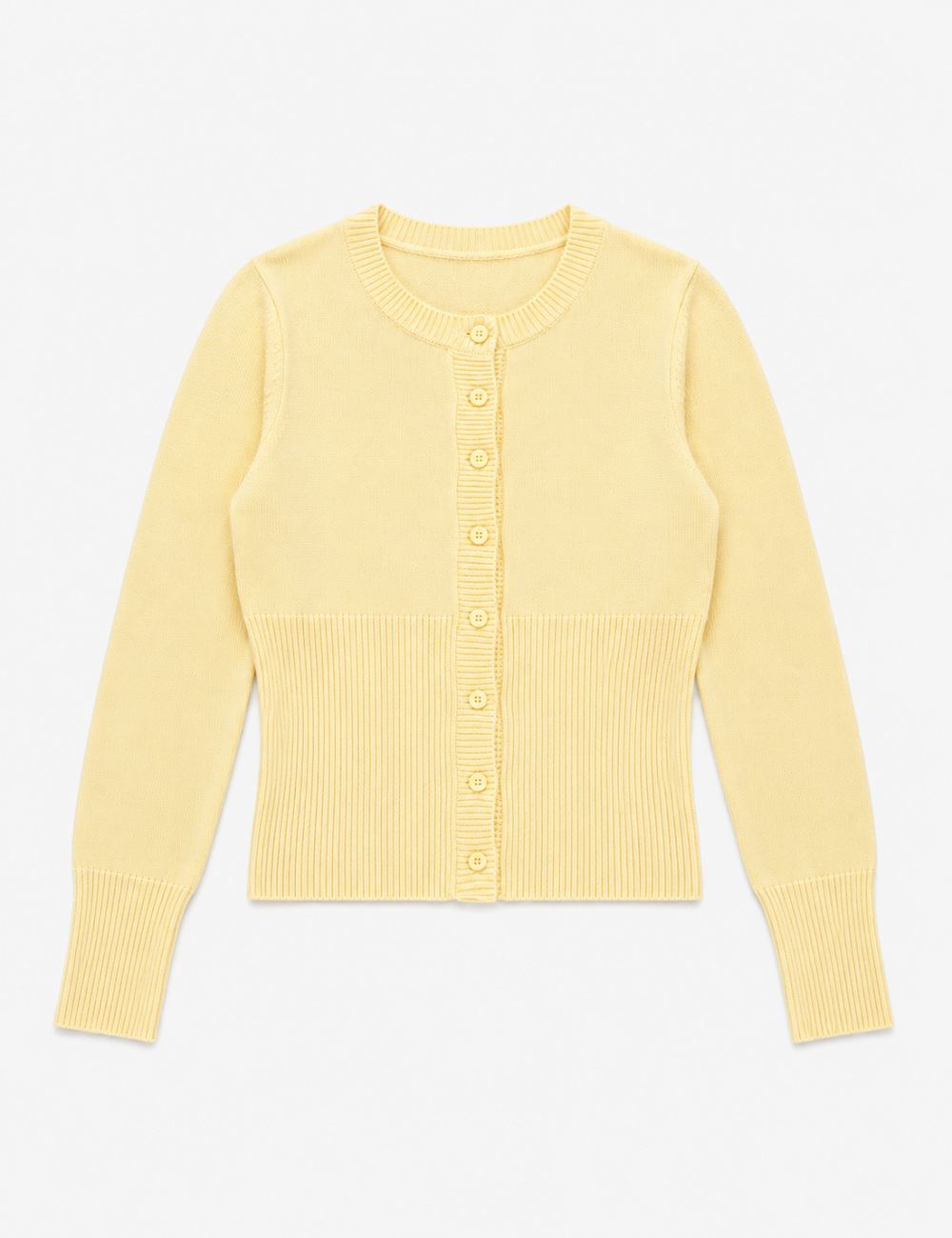 Ladies Button Front Ribbed Knit Cardigan