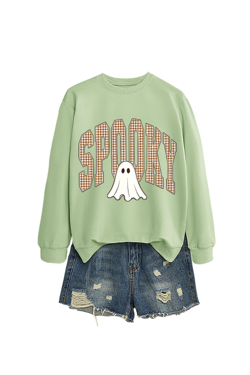 Unisex Fall Clothing Halloween Plaid Ghost Sweatshirt