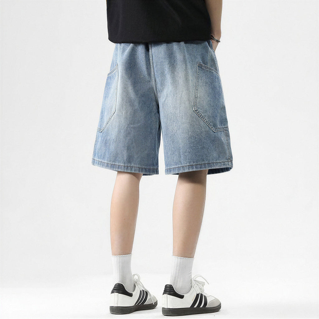 Men's Summer Gradient Wash Carpenter Baggy Denim Shorts
