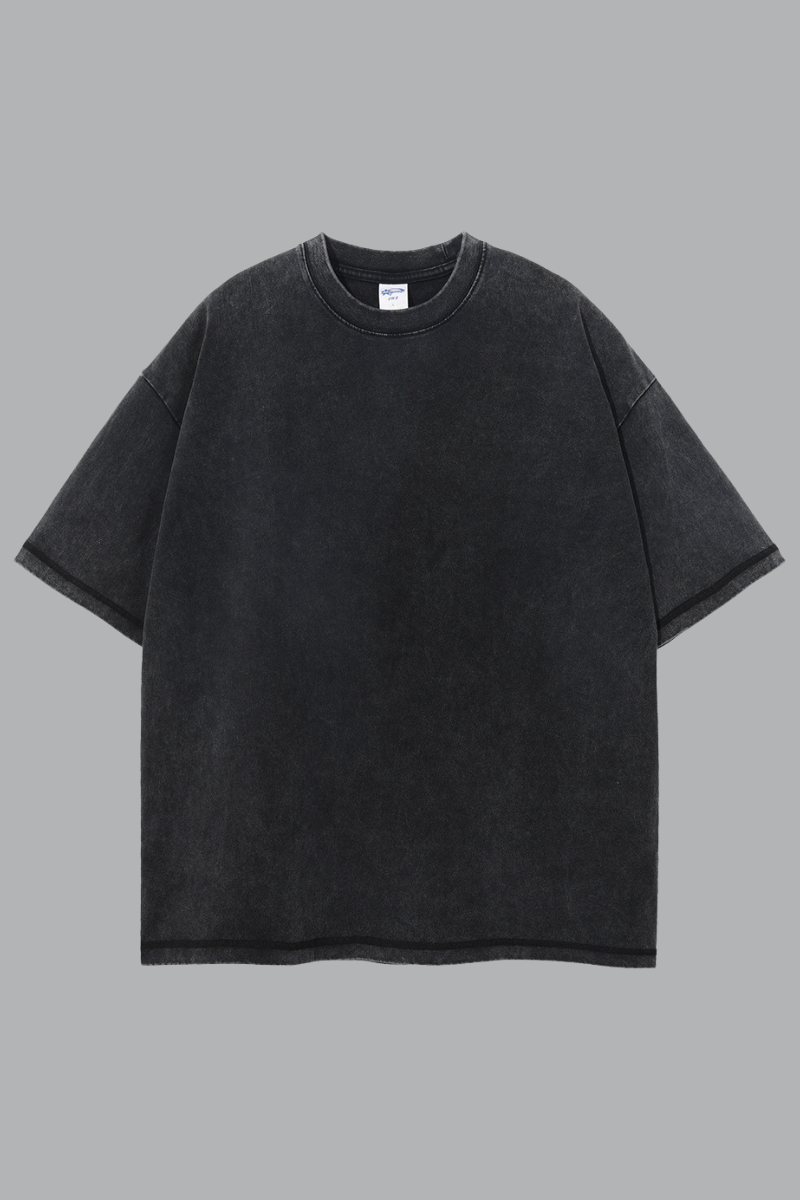 Men's Summer 275g Washed Batik Oversized Small Neck Tee
