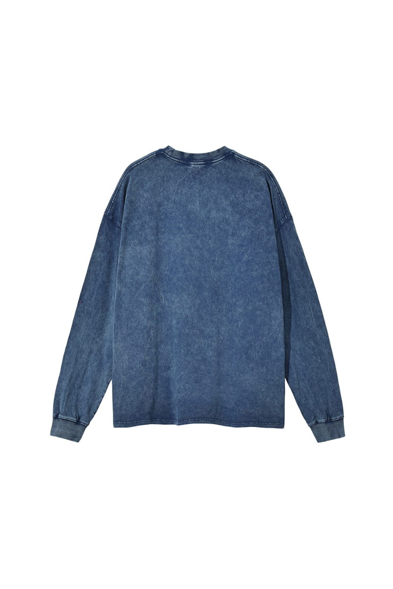 Men Spring 250G Wax Washed Oversized Long Sleeve T-Shirt