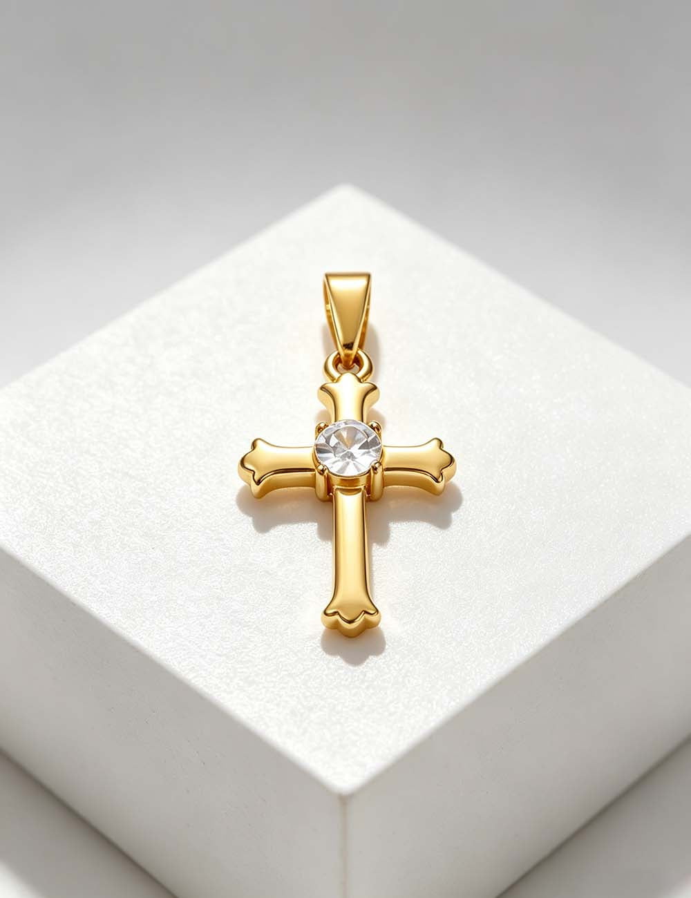 Ladies Gothic Vintage CZ Cross Heart Charm Pendant