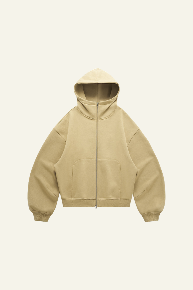 Men's  Streetwear Curved-Sleeve Boxy Hooded Jacket