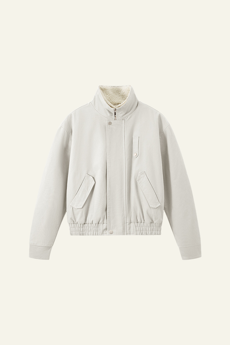 Men's Streetwear Detachable Collar Fleece Stand Jacket