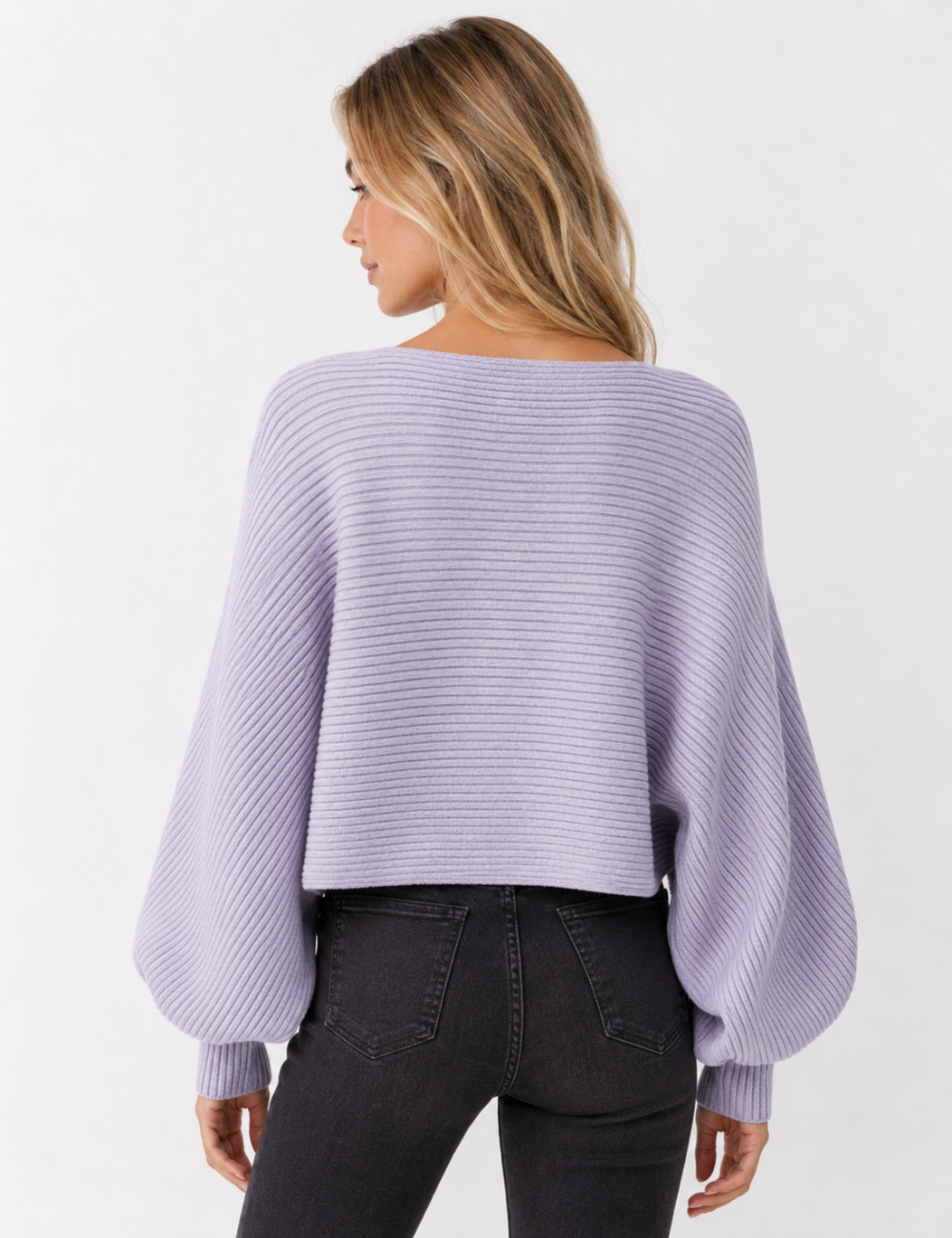 Ladies Solid Boat Neck Collar Sleeve Sweater