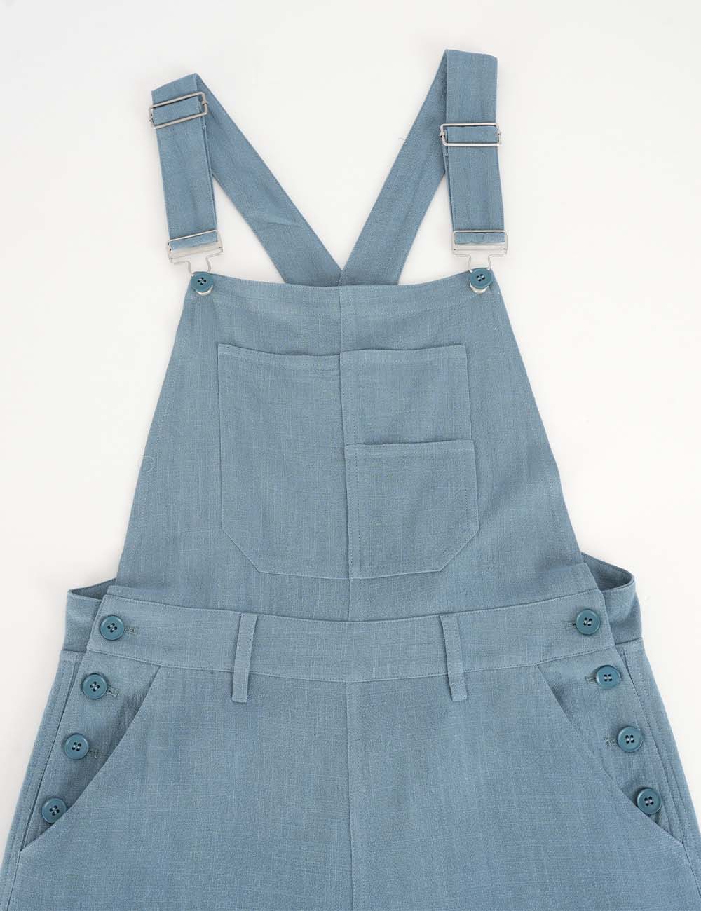Ladies Casual Overall Solid Color Barrel Leg Denim Jumpsuit
