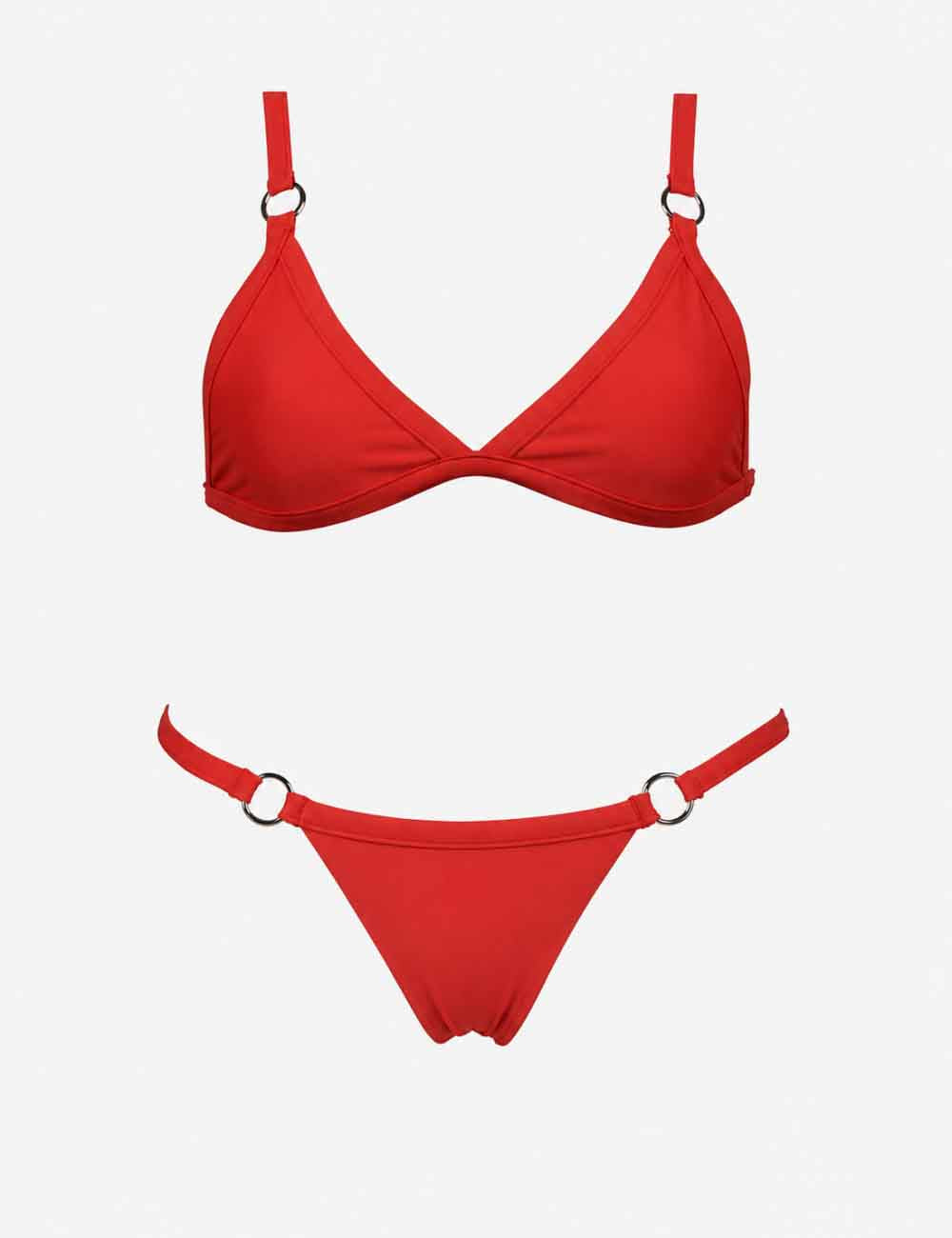 Ladies Solid Color Triangle 2 Piece Bikini Set