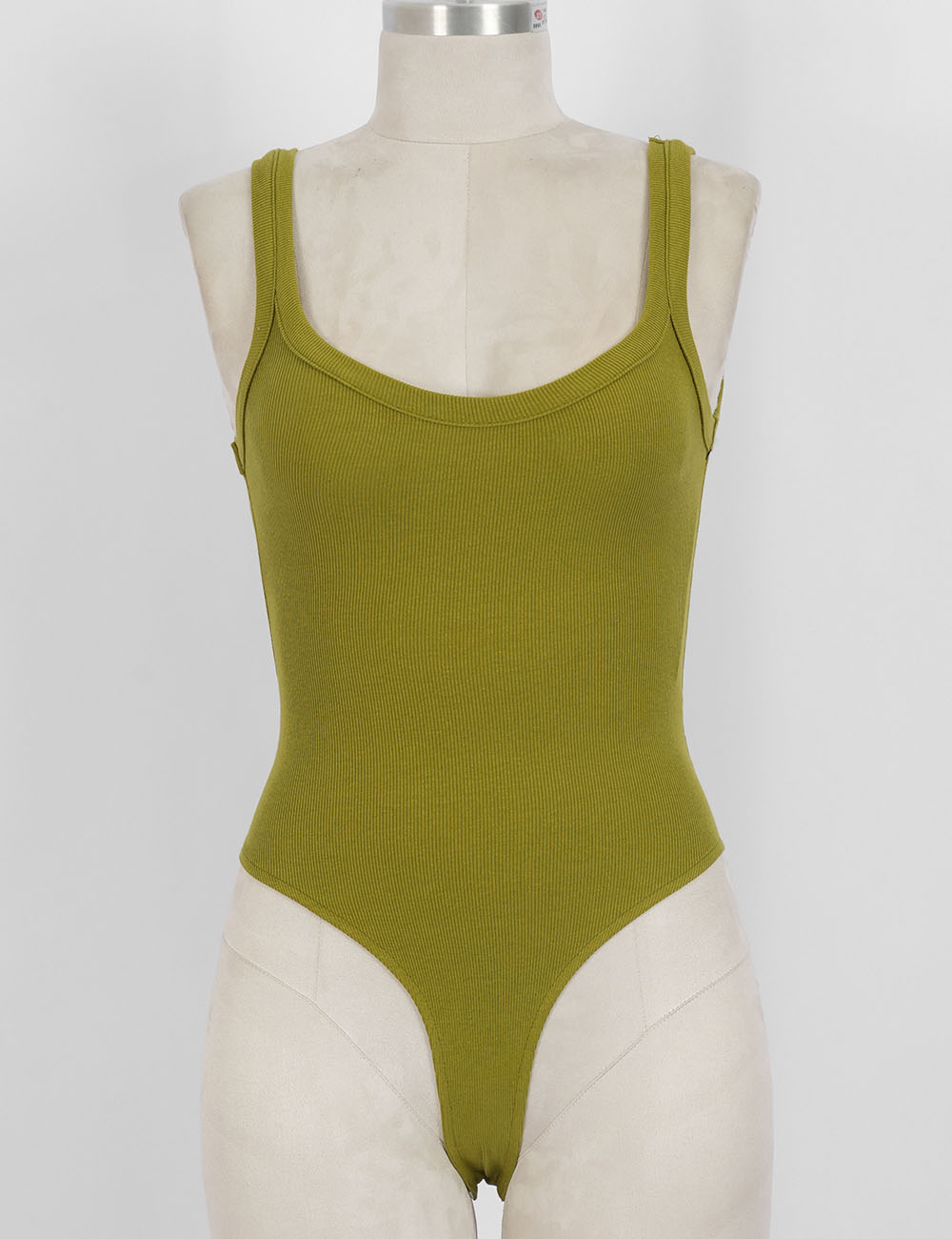 Ladies Ribbed Scoop Neck Tank Top Sleeveless Bodysuit