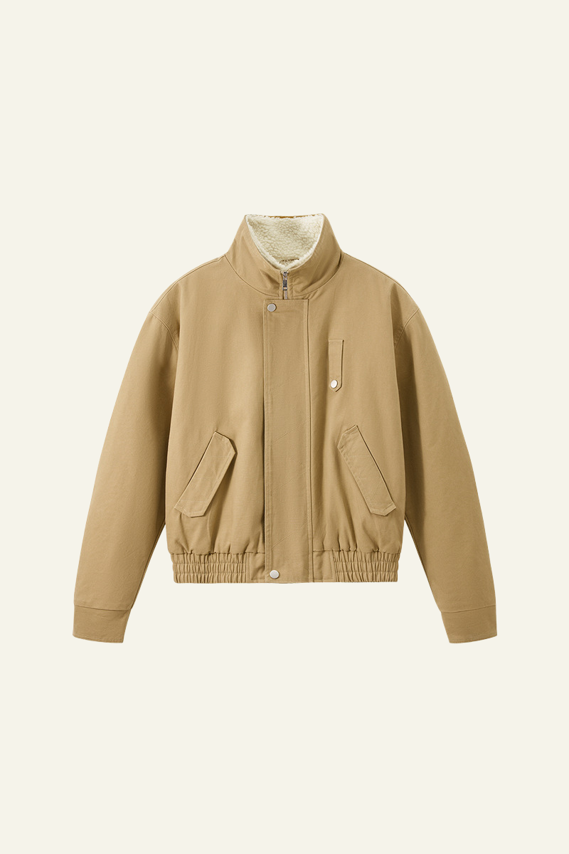 Men's Streetwear Detachable Collar Fleece Stand Jacket