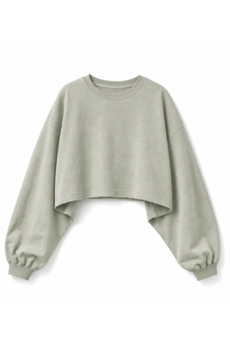 Women Spring Lightweight Cropped Batwing Long Sleeve Top