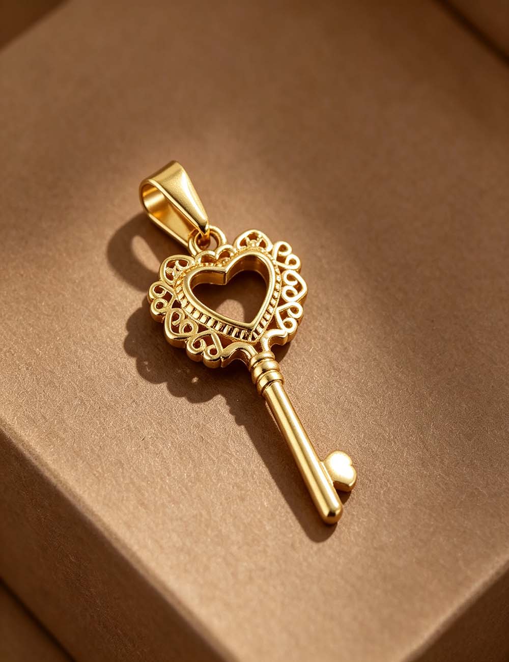 Ladies Heart Key Cross Gold Plated Pendant Charms