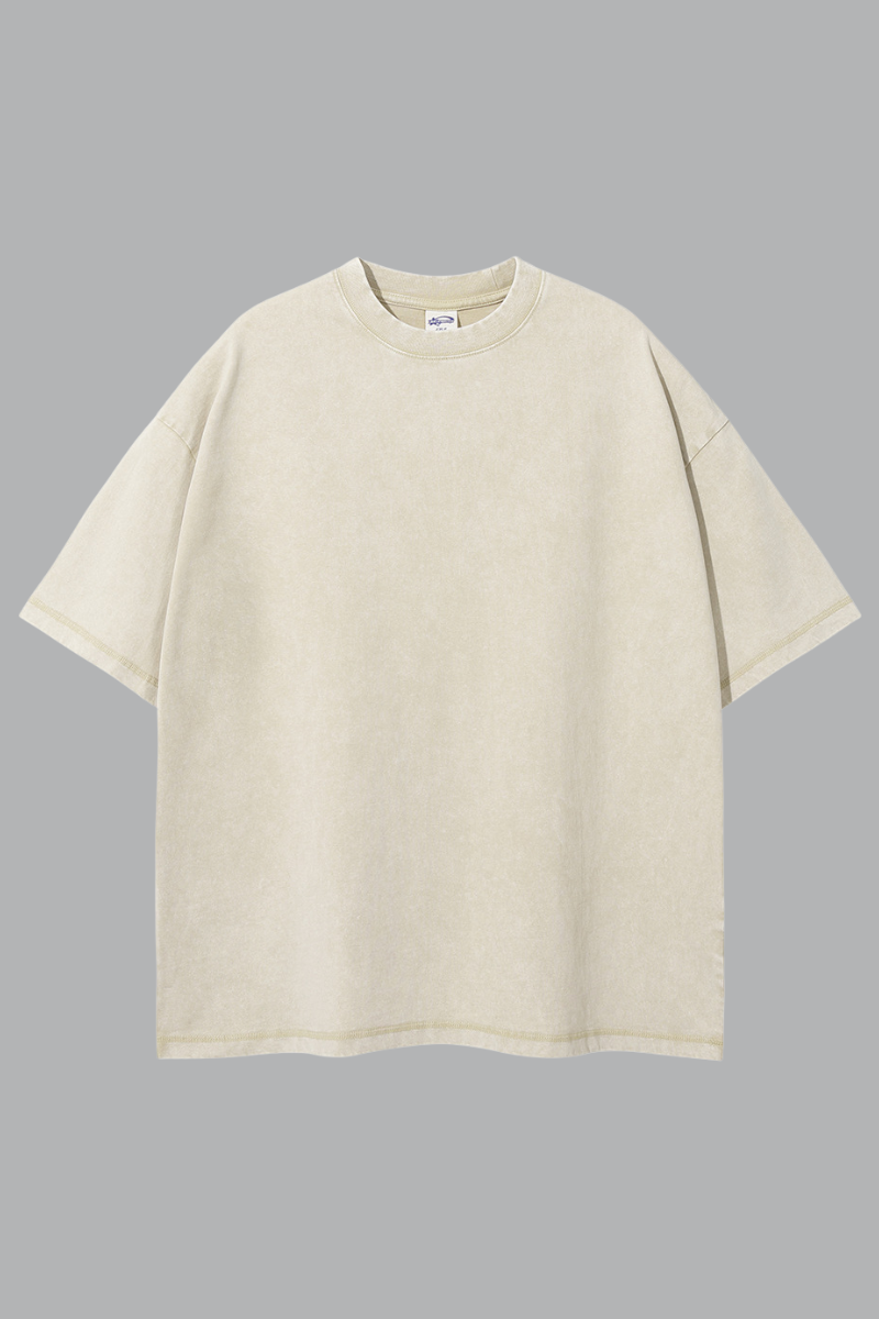 Men's Summer 275g Washed Batik Oversized Small Neck Tee