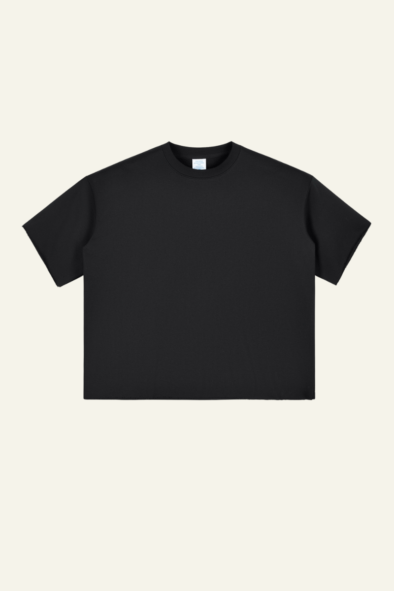 Men's Streetwear Solid Color Raw-Edge Short Sleeve T-Shirt