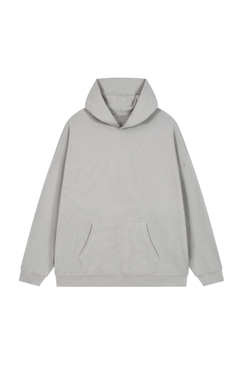Unisex Fall Clothing Waffle-Texture Pullover Hoodie