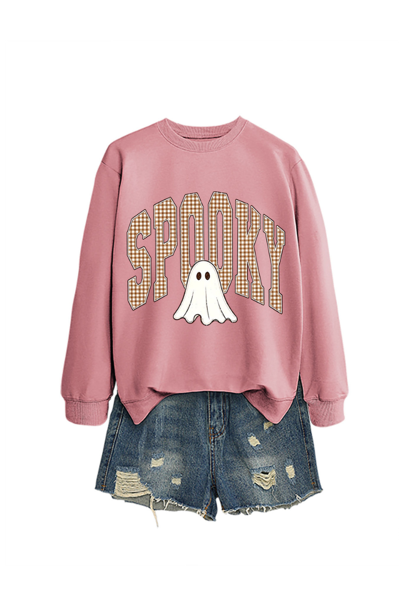 Unisex Fall Clothing Halloween Plaid Ghost Sweatshirt